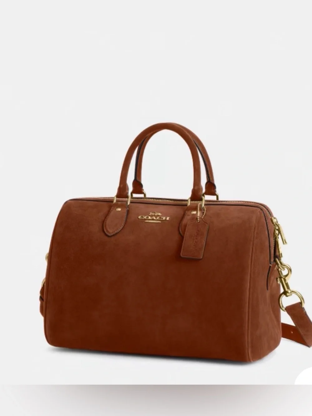 Coach Brown suede large Rowan satchel handbag purse NWT